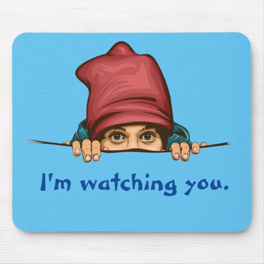 Cartoon Art Graphic Eye Peer Peeking Spy Lurk Man Mousepad (Vorne)