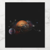 Cartoon Asteroid Astronauten Weinetikett (Einzelnes Label)