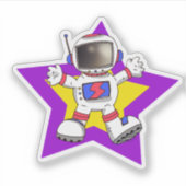Cartoon Astronaut in Star Design Aufkleber (Vorderseite)