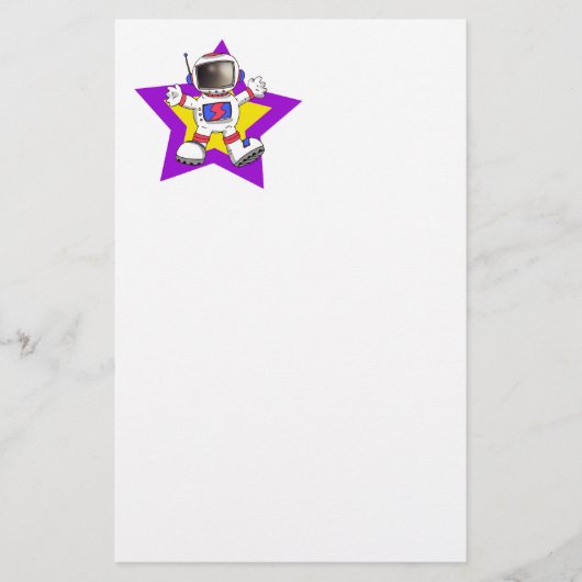 Cartoon Astronaut in Star Design Briefpapier (Vorderseite)