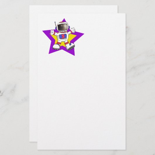 Cartoon Astronaut in Star Design Briefpapier (Vorne/Hinten)