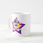 Cartoon Astronaut in Star Design Kaffeetasse (Vorderseite Links)