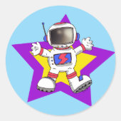Cartoon Astronaut in Star Design Runder Aufkleber (Vorderseite)