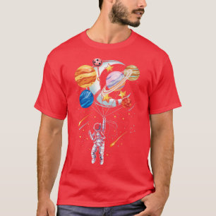 Cartoon Astronaut Space Balloon Planet Premium T- T-Shirt