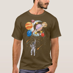 Cartoon Astronauten Raumballon-Planeten T-Shirt