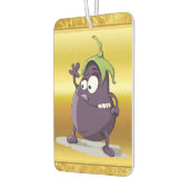Cartoon Aubergine mit großen Augen grünes Haar 2 Autolufterfrischer (Links)