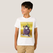 Cartoon Aubergine mit großen Augen grünes Haar 2 T-Shirt (Vorne ganz)