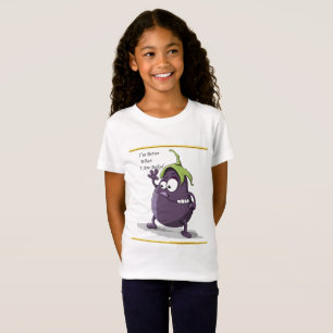 Cartoon Aubergine mit großen Augen, grünes Haar T-Shirt