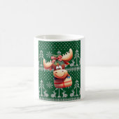 Cartoon auf grünem Steppmuster Kaffeetasse (Mittel)