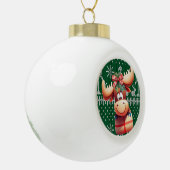Cartoon auf grünem Steppmuster Keramik Kugel-Ornament (Links)