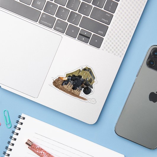 Cartoon Aufkleber (Laptop mit iPhone)