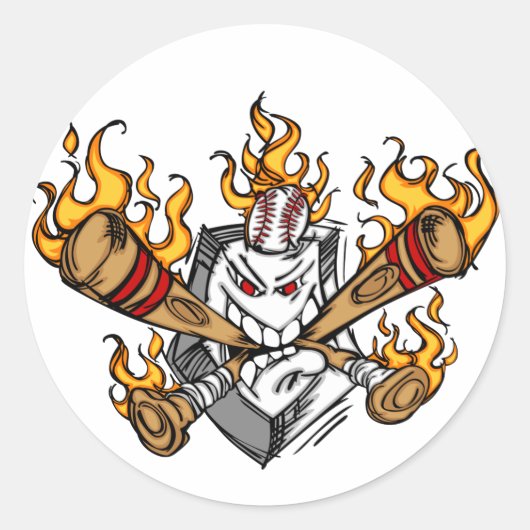 Cartoon-Aufkleber für Baseball-Fledermäuse Runder Aufkleber (Vorderseite)