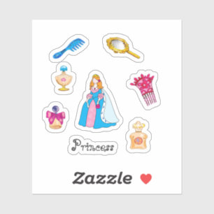 Cartoon Aufkleber Prinzessin und Accessoires