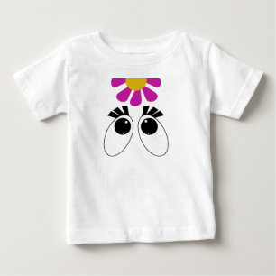 Cartoon Augen mit rosa gelber Blume Baby T-shirt