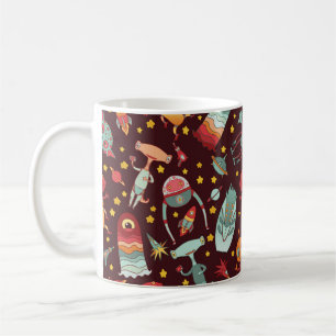 Cartoon-Außerirdischen Vintage nahtlose Muster. Kaffeetasse