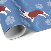 Cartoon Australian Shepherd Running Red 3 Geschenkpapier (Rolleneckpunkt)