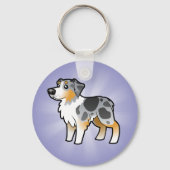 Cartoon Australian Shepherd Schlüsselanhänger (Vorderseite)