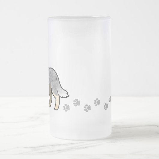 Cartoon-australischer Viehhund/Kelpie Mattglas Bierglas (Mittel)