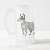 Cartoon-australischer Viehhund/Kelpie Mattglas Bierglas (Links)