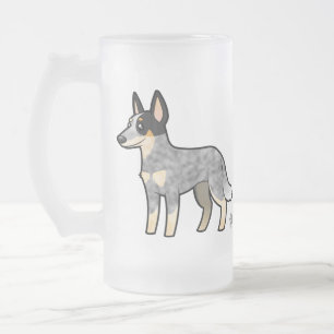 Cartoon-australischer Viehhund/Kelpie Mattglas Bierglas