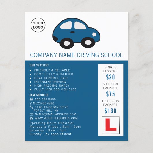 Cartoon Auto, Fahrschule, Lehrerwerbung Flyer (Vorne)