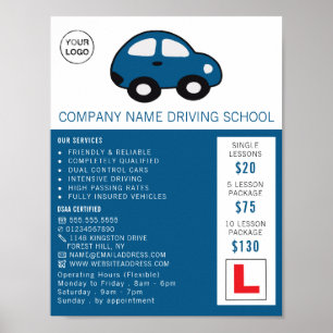 Cartoon Auto, Fahrschule, Lehrerwerbung Poster