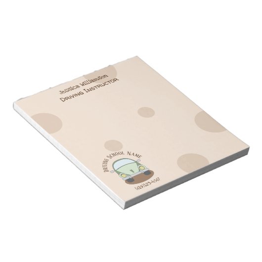 Cartoon Autofahrer Schullehrer Notepad Notizblock (angewinkelt)