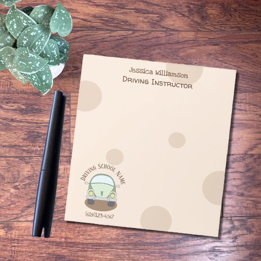 Cartoon Autofahrer Schullehrer Notepad Notizblock