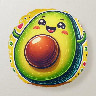 Cartoon Avocado Halb Rundkissen - Whimsical Rundes Kissen
