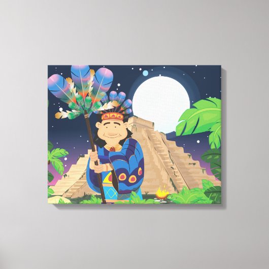 Cartoon Aztek Leinwanddruck (Vorderseite)