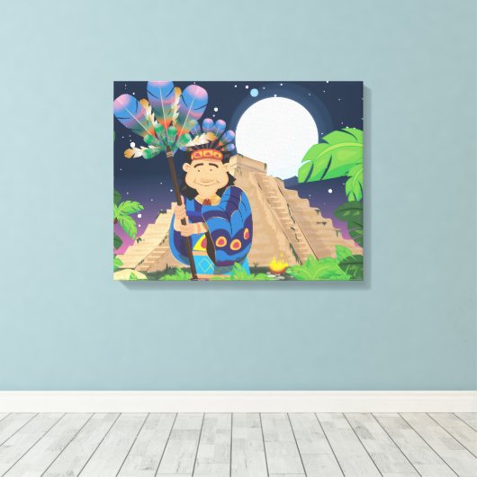 Cartoon Aztek Leinwanddruck (Insitu (Holzboden))