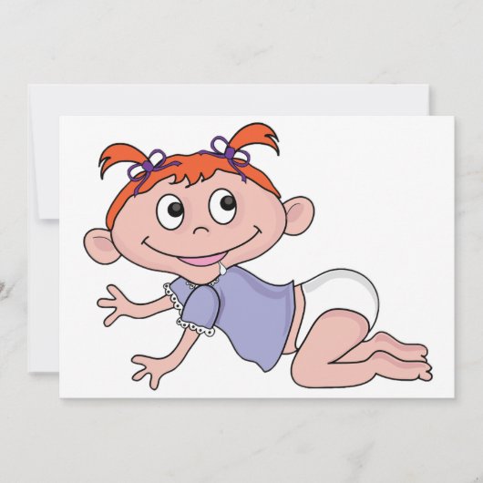 Cartoon Baby Crawling Einladungen (Vorderseite)