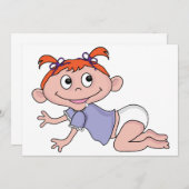 Cartoon Baby Crawling Einladungen (Vorne/Hinten)