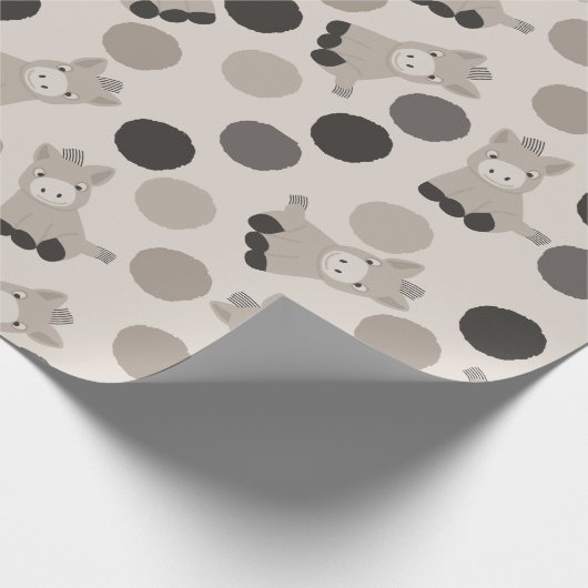 Cartoon Baby Donkeys Gemustert Geschenkpapier (Ecke)
