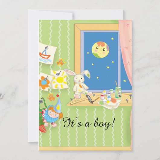 Cartoon Baby Duschkarte Einladung (Vorderseite)