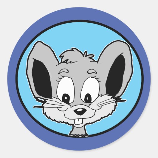 Cartoon Baby Mouse Head Runder Aufkleber (Vorderseite)