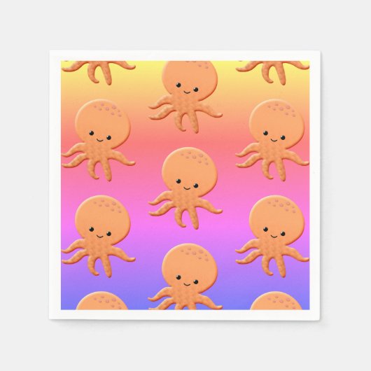 Cartoon Baby Octopus Napkins Serviette (Vorderseite)