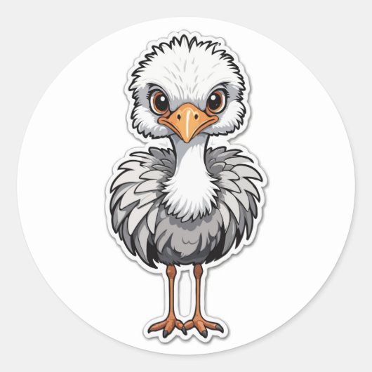 Cartoon Baby Ostrich Design - Süße Tier Art Runder Aufkleber (Vorderseite)