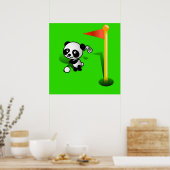 Cartoon Baby Panda Bear Golfing on Green Poster (Küche)