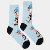 Cartoon Baby Pig Reiten Ein Skateboard Lasse Roll, Socken (Rechts)