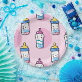 Cartoon Babyflasche Kinderspass Babydusche Pappteller (Party)