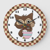 Cartoon Backowl Kitchenuhr Große Wanduhr (Vorderseite)