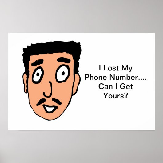 Cartoon Bad Pick up Line Slimy Mustache Typ Poster (Vorne)