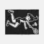 Cartoon Badminton Woman Shuttle Player Fleecedecke (Vorderseite (Horizontal))
