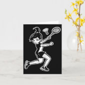 Cartoon Badminton Woman Shuttle Player Karte (Gelbe Blume)