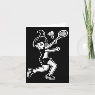 Cartoon Badminton Woman Shuttle Player Karte