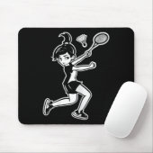 Cartoon Badminton Woman Shuttle Player Mousepad (Mit Mouse)