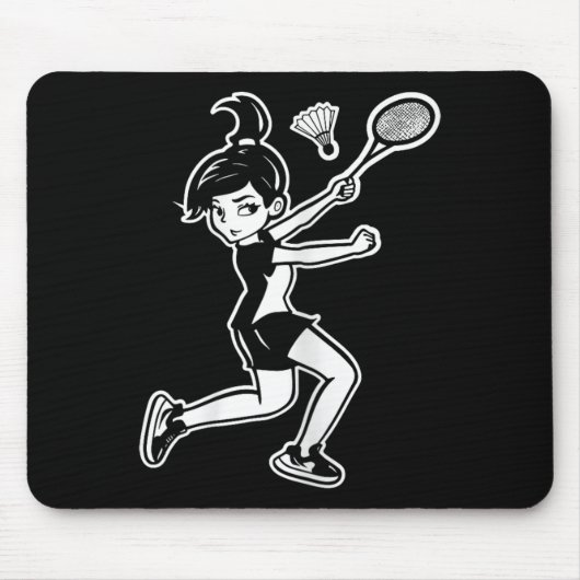 Cartoon Badminton Woman Shuttle Player Mousepad (Vorne)