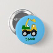 Cartoon-Bagger - personalisiertes Namensgeschenk Button (Vorne & Hinten)