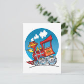 Cartoon Bahn Motor Postkarte (Stehend Vorderseite)